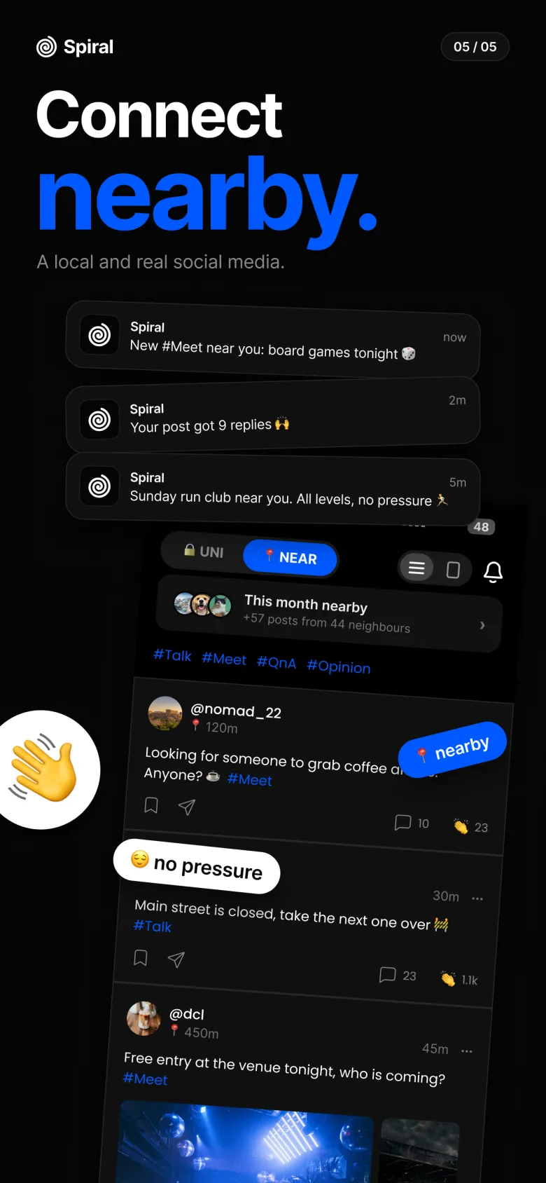 Spiral: connect nearby